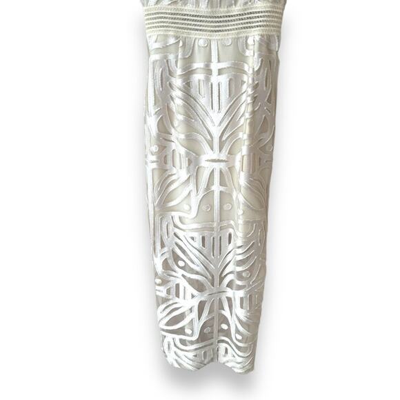 Alice McCall Lunar Eclipse Midi Dress Off Shoulder Mesh Devoré Oatmeal 0 Women’s - Picture 5 of 13